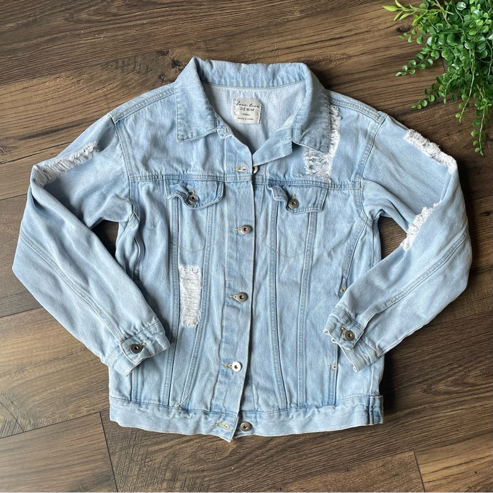 Retro 80s style trucker jacket Love Tree small